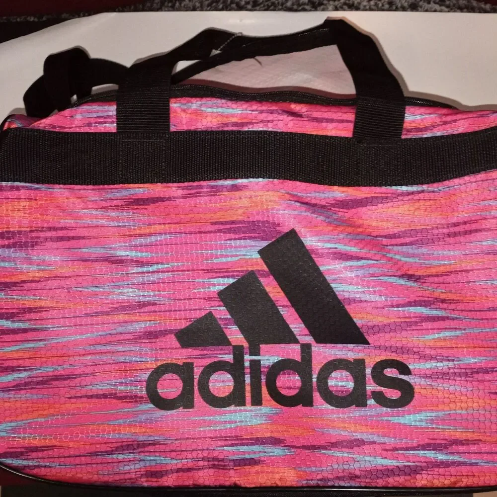 Adidas Pink Purple Gym Duffel Bag Travel Overnight Weekend Carry On Adjustable
